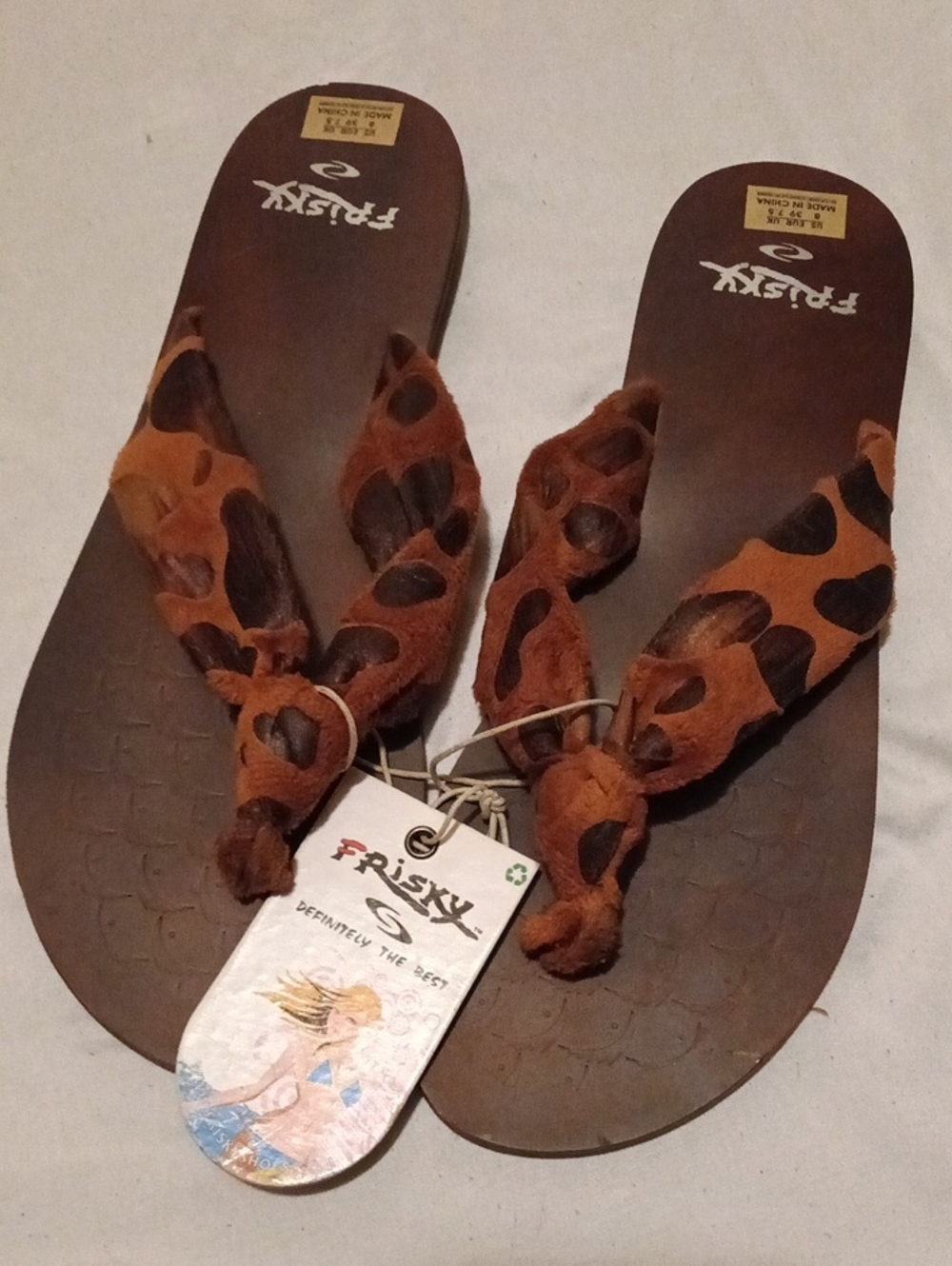 Nwt Women’s Brown Leopard-Print Fabric Strap Sandals
